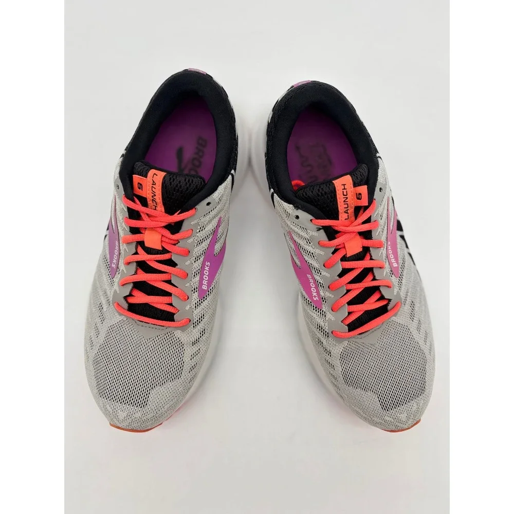 Brooks Launch 6 Womens Running Shoes Grey Black Pink 1202851D027 Wide D Size 8
